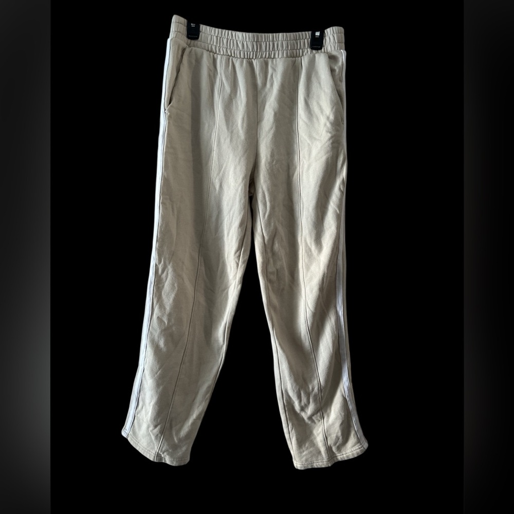 Old Navy Women's High Rise Track Pants So Comfy Wishbone with White Stripes